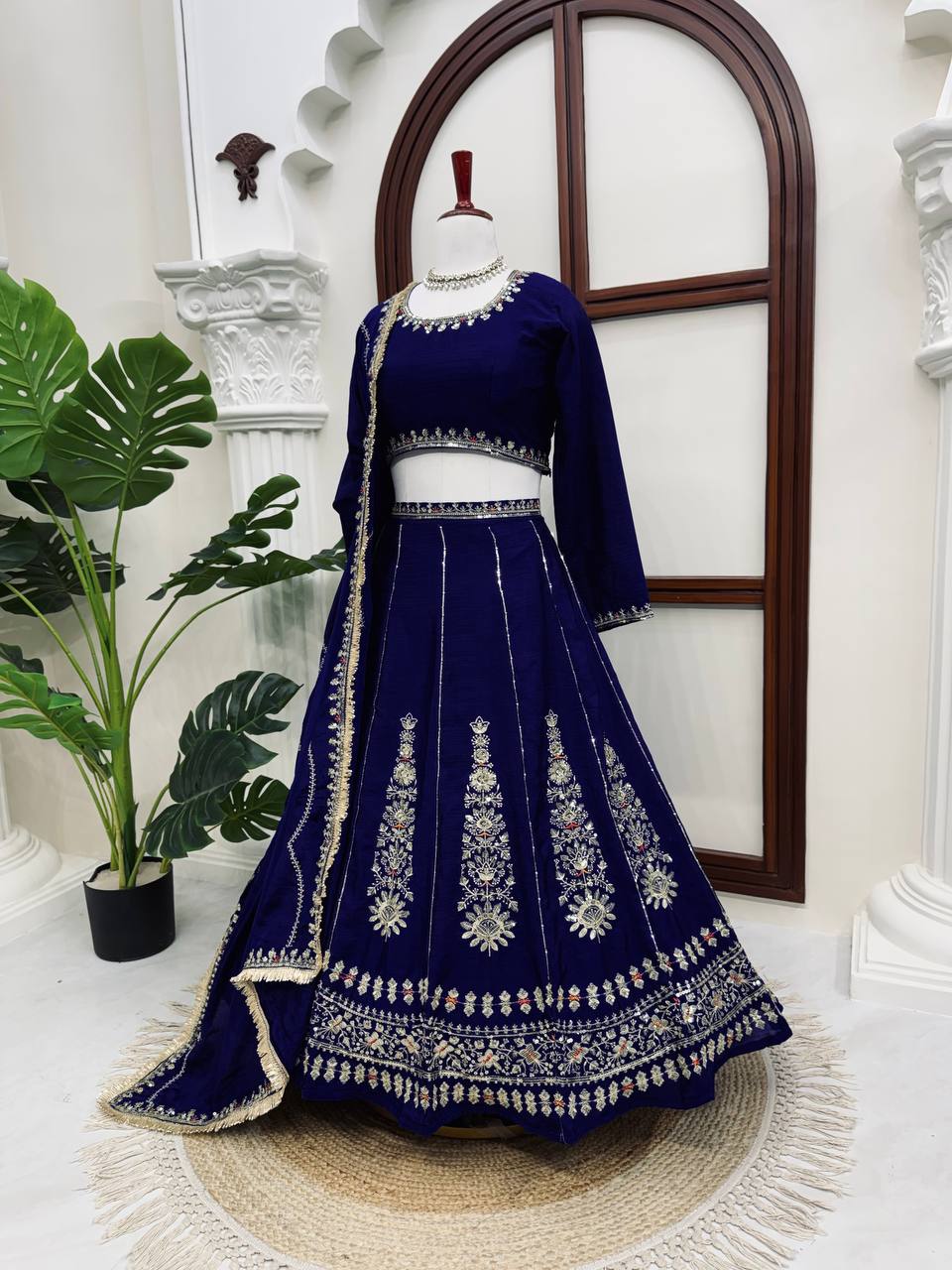 Radiant Rani Pink Silk Lehenga Choli Adorned with Opulent Heritage Floral Motifs and Intricate Zari Borders